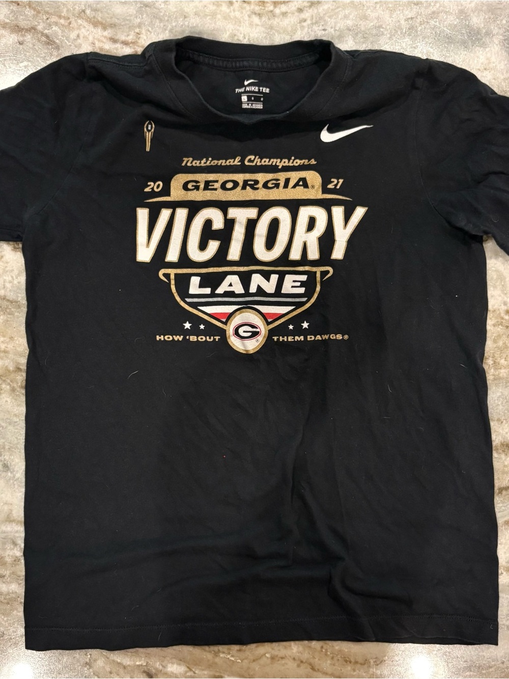 Nike Black "Victory Lane" Georgia National Champions T-Shirt with Gold Accents